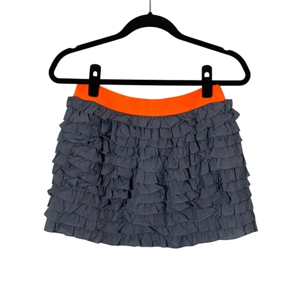 J. Crew Lucca Chambray Orange Ruffle‎ Mini Skirt 24332 Size XS